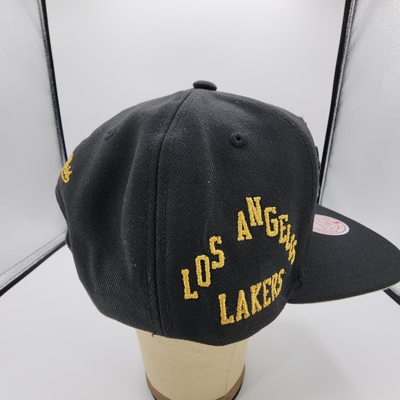 Mitchell & Ness NBA Los Angeles Lakers Black Metallic Pop Snapback Hat Adult NEW - Picture 5 of 14